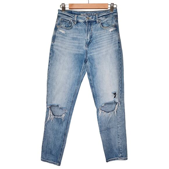American Eagle Comfort Straight Waistband Mom Jean Distressed 2R - Picture 1 of 9